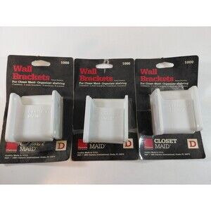 3-Pack Vintage ClosetMaid Wall Brackets 1000 White Plastic Shelf Supports New